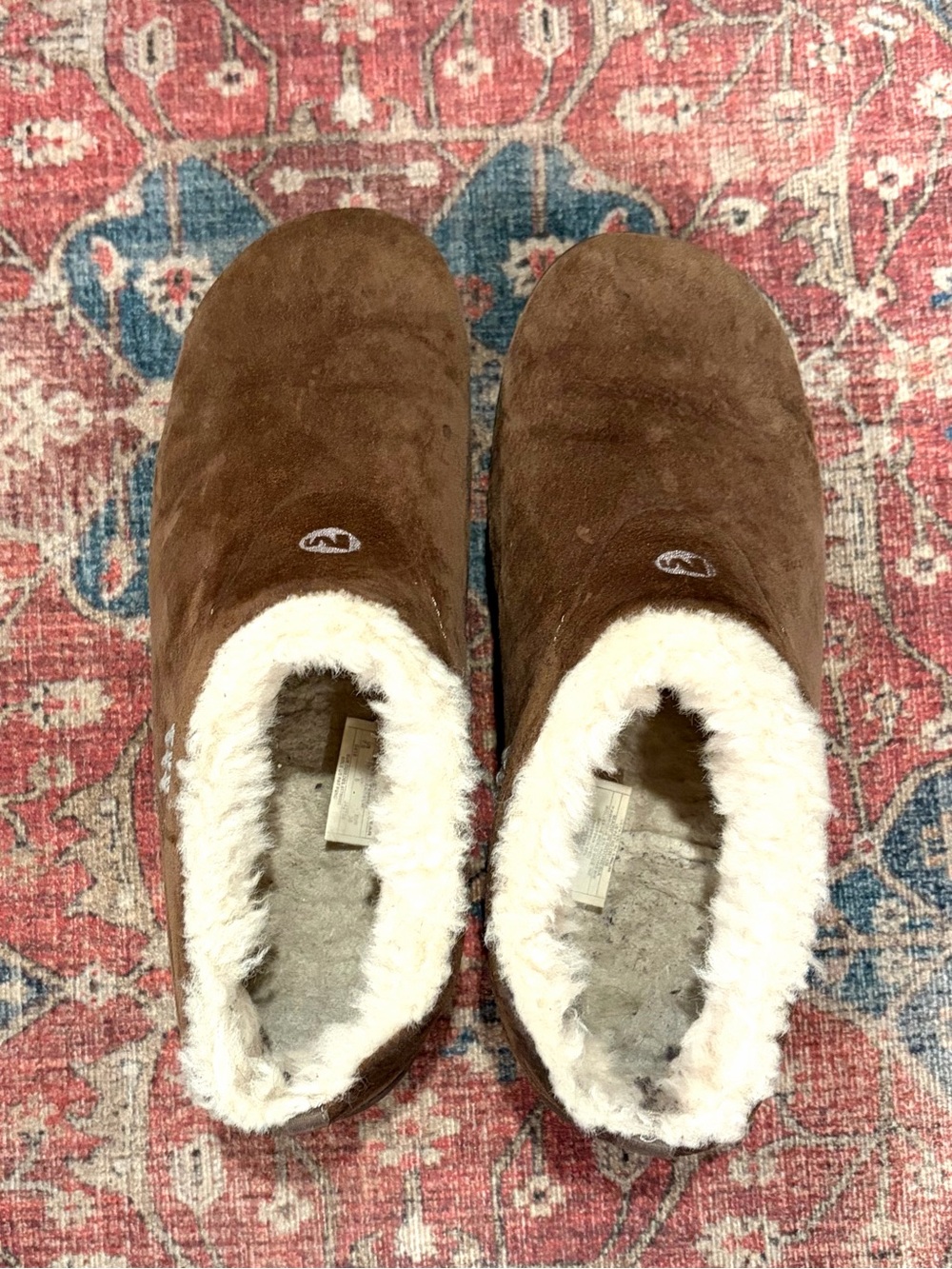 Merrell Brown Suede Shearling Fleece Lined Slip On Clog Mule Shoes 7.5